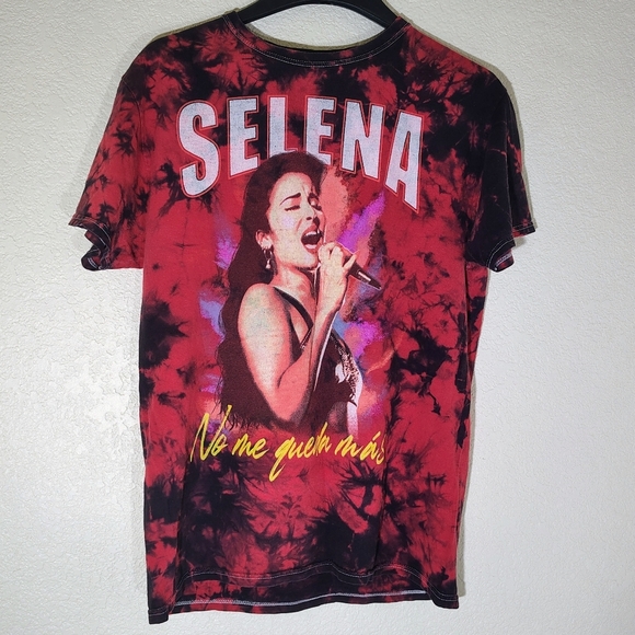Official Selena Merchandise Tops - Selena Quintanilla Tie Dye Graphic T-Shirt Red Black | Official Merch | Size M